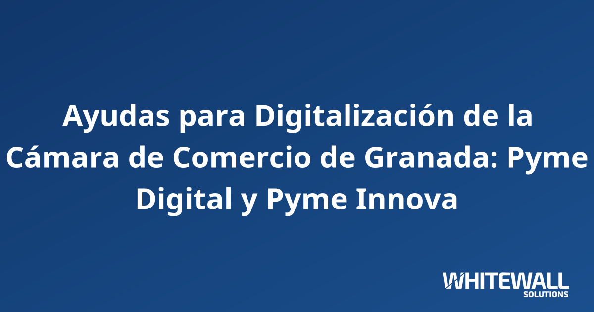 Ayudas para Digitalización de la Cámara de Comercio de Granada: Pyme Digital y Pyme Innova